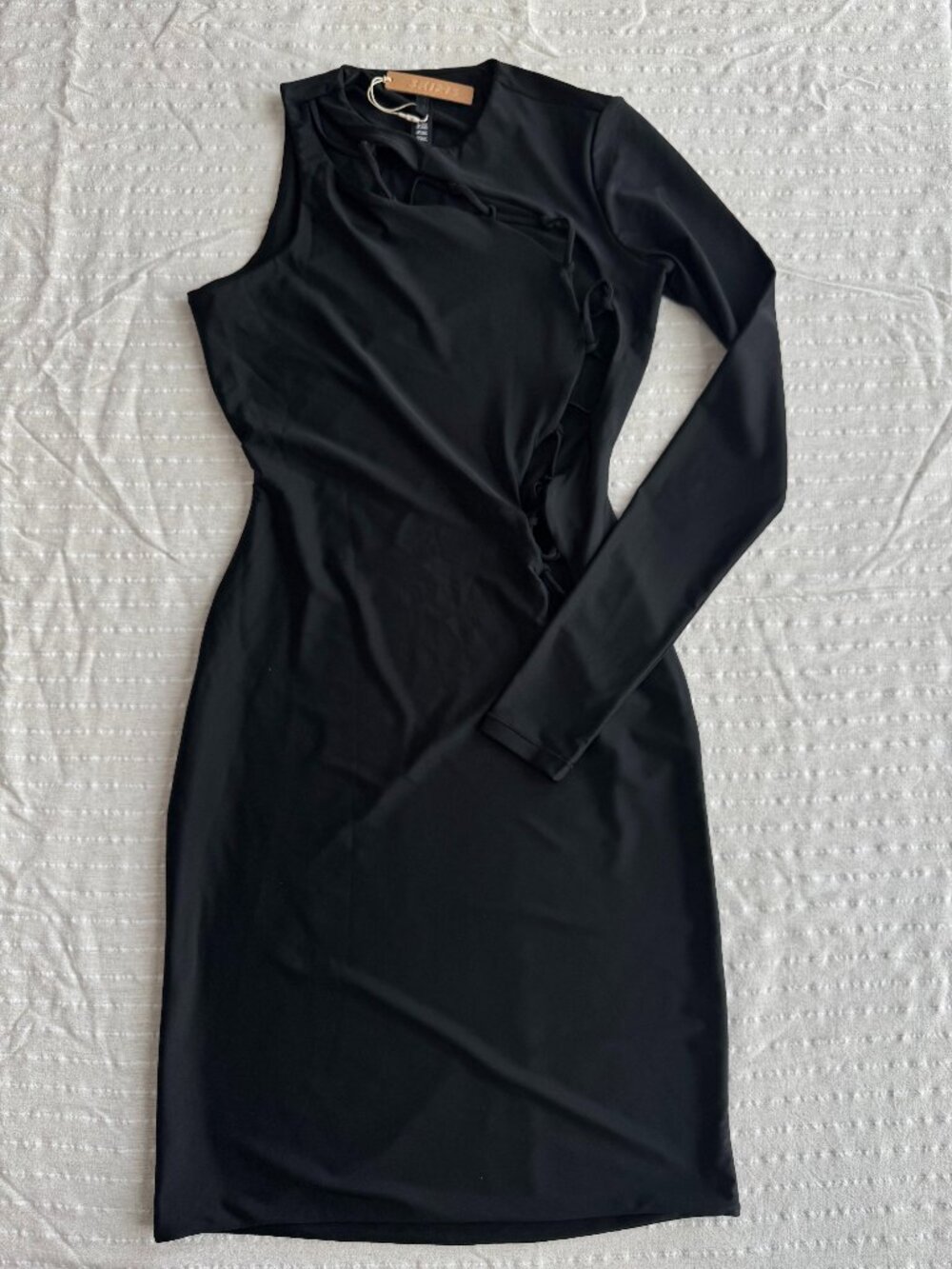 SKIMS One Shoulder Onyx Lace Up Mini Dress in Size Small